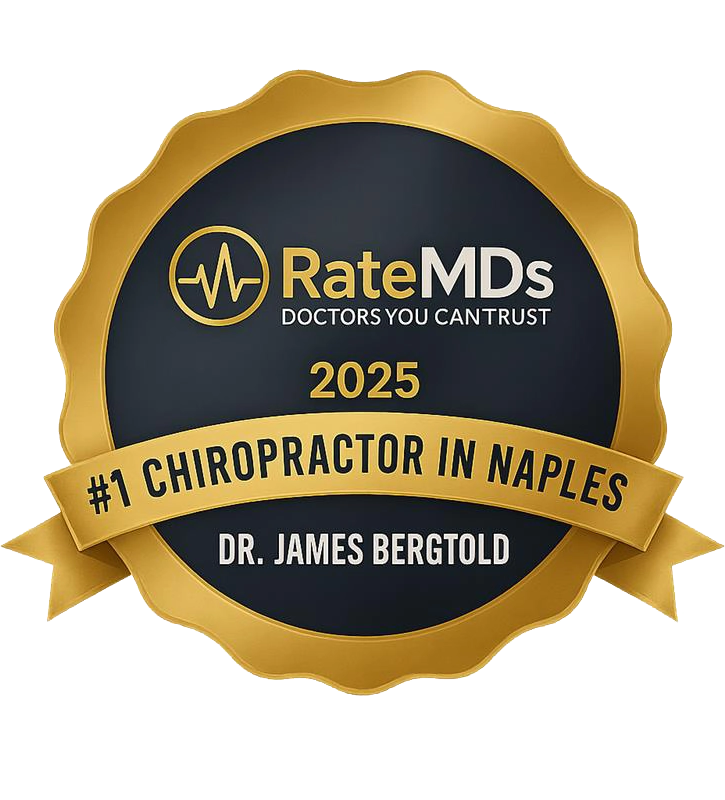 RateMDs 2025 award naming Dr. James Bergtold the #1 chiropractor in Naples